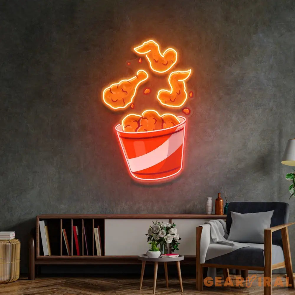 Flying Fried Chicken LED Neon Sign Light Pop Art