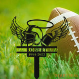 Football Memorial Plaque Stake - Football Memorial Cross For Grave - Football Sympathy - Personalized Memorial Garve