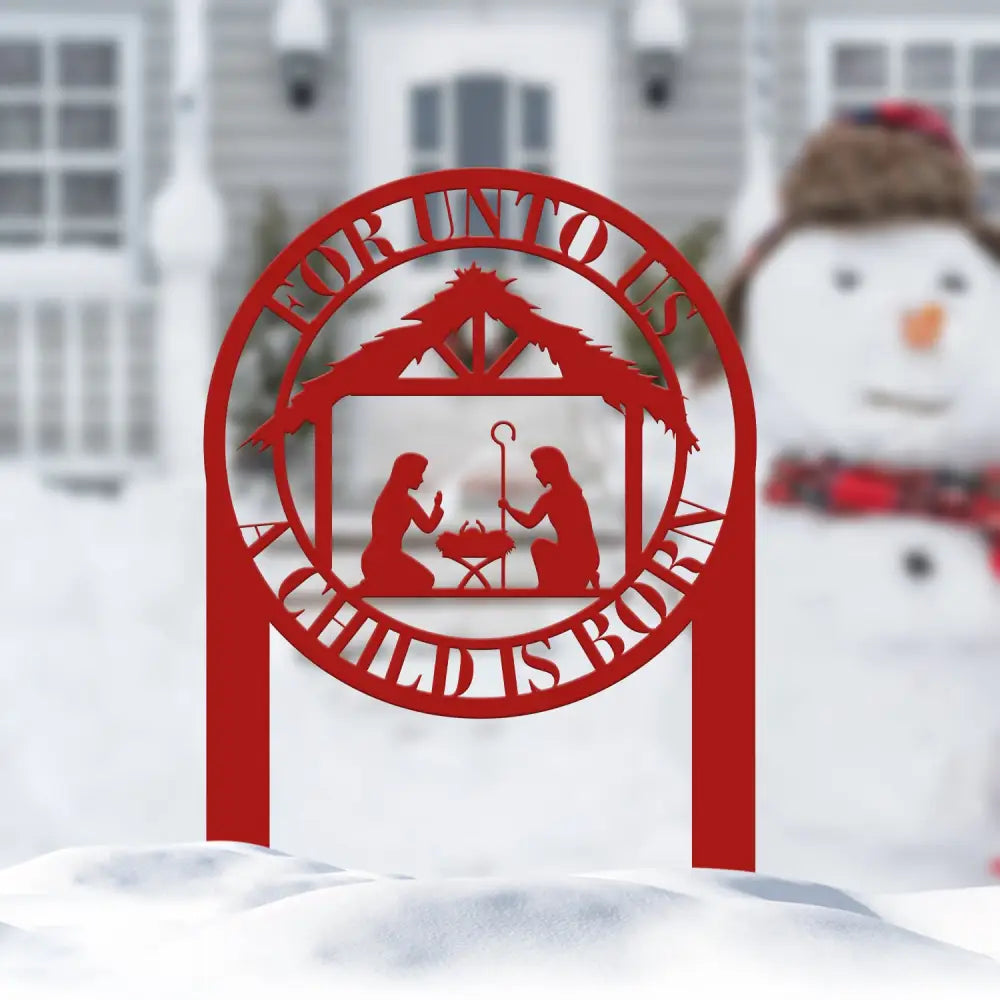 For Unto Us A Child Is Born Metal Stake Christmas Decor Nativity Yard Stake Metal Outdoor Decorations for the Holidays