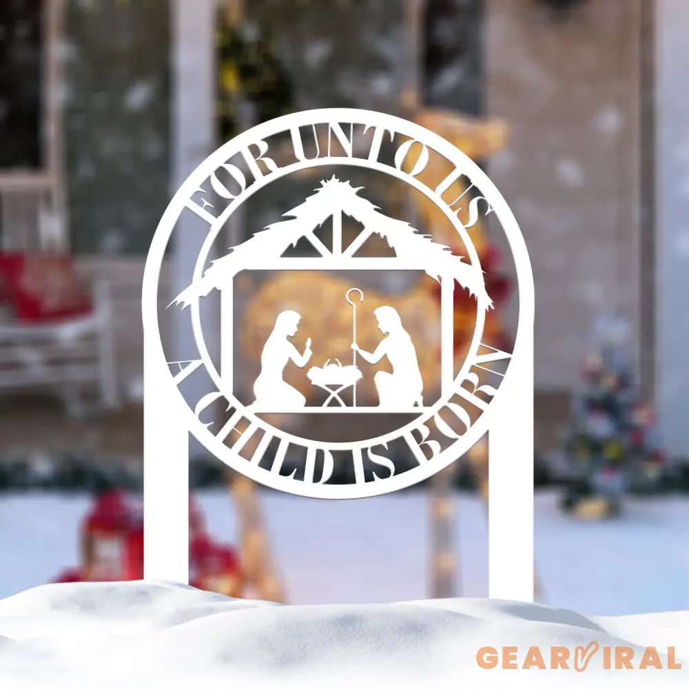 For Unto Us A Child Is Born Metal Stake Christmas Decor Nativity Yard Stake Metal Outdoor Decorations for the Holidays