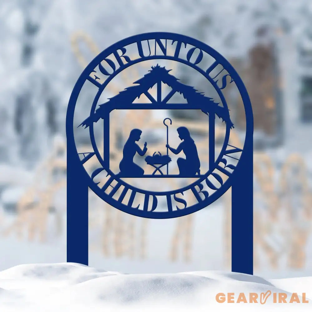 For Unto Us A Child Is Born Metal Stake Christmas Decor Nativity Yard Stake Metal Outdoor Decorations for the Holidays