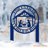 For Unto Us A Child Is Born Metal Stake Christmas Decor Nativity Yard Stake Metal Outdoor Decorations for the Holidays