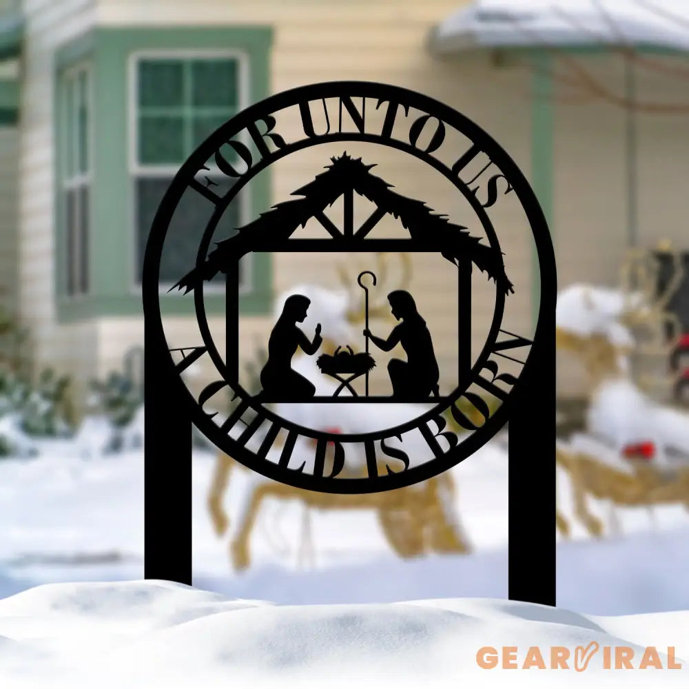 For Unto Us A Child Is Born Metal Stake Christmas Decor Nativity Yard Stake Metal Outdoor Decorations for the Holidays