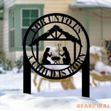 For Unto Us A Child Is Born Metal Stake Christmas Decor Nativity Yard Stake Metal Outdoor Decorations for the Holidays