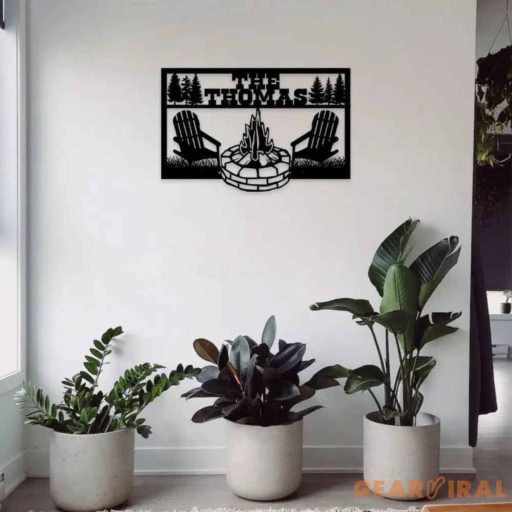 Forest Camp Family Name Monogram Custom Camp Metal Sign Personalized Metal Sign Camp Wall Decor Custom Metal Sign