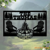 Forest Camp Family Name Monogram Custom Camp Metal Sign Personalized Metal Sign Camp Wall Decor Custom Metal Sign