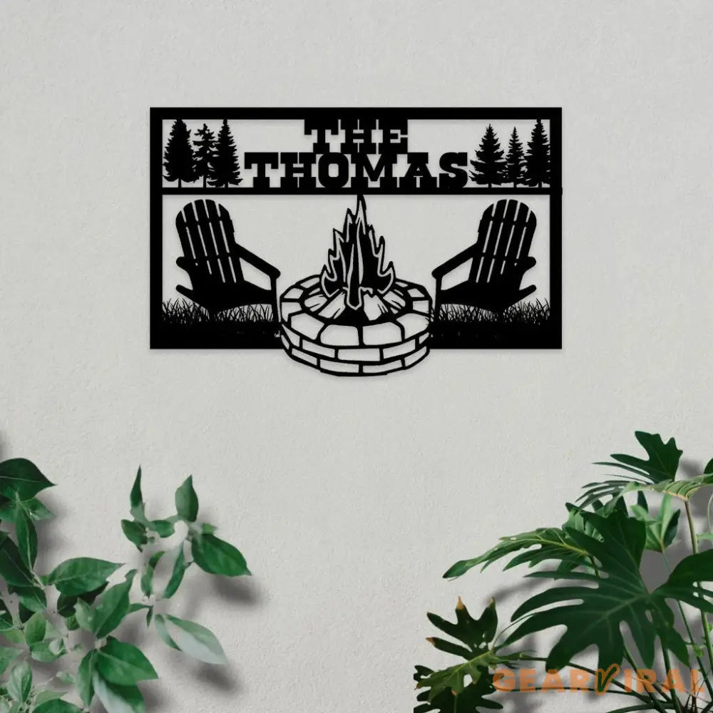 Forest Camp Family Name Monogram Custom Camp Metal Sign Personalized Metal Sign Camp Wall Decor Custom Metal Sign