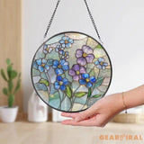 Forget Me Not Stained Glass Suncatcher Blue and Purple Wildflower Window Hanging Memorial Floral Art Gift for Mom Gift