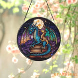 Fourth Wing Dragon Stained Glass Suncatcher Fantasy Dragon Window Hanging Book Lover Gift Bookish Decor Holiday