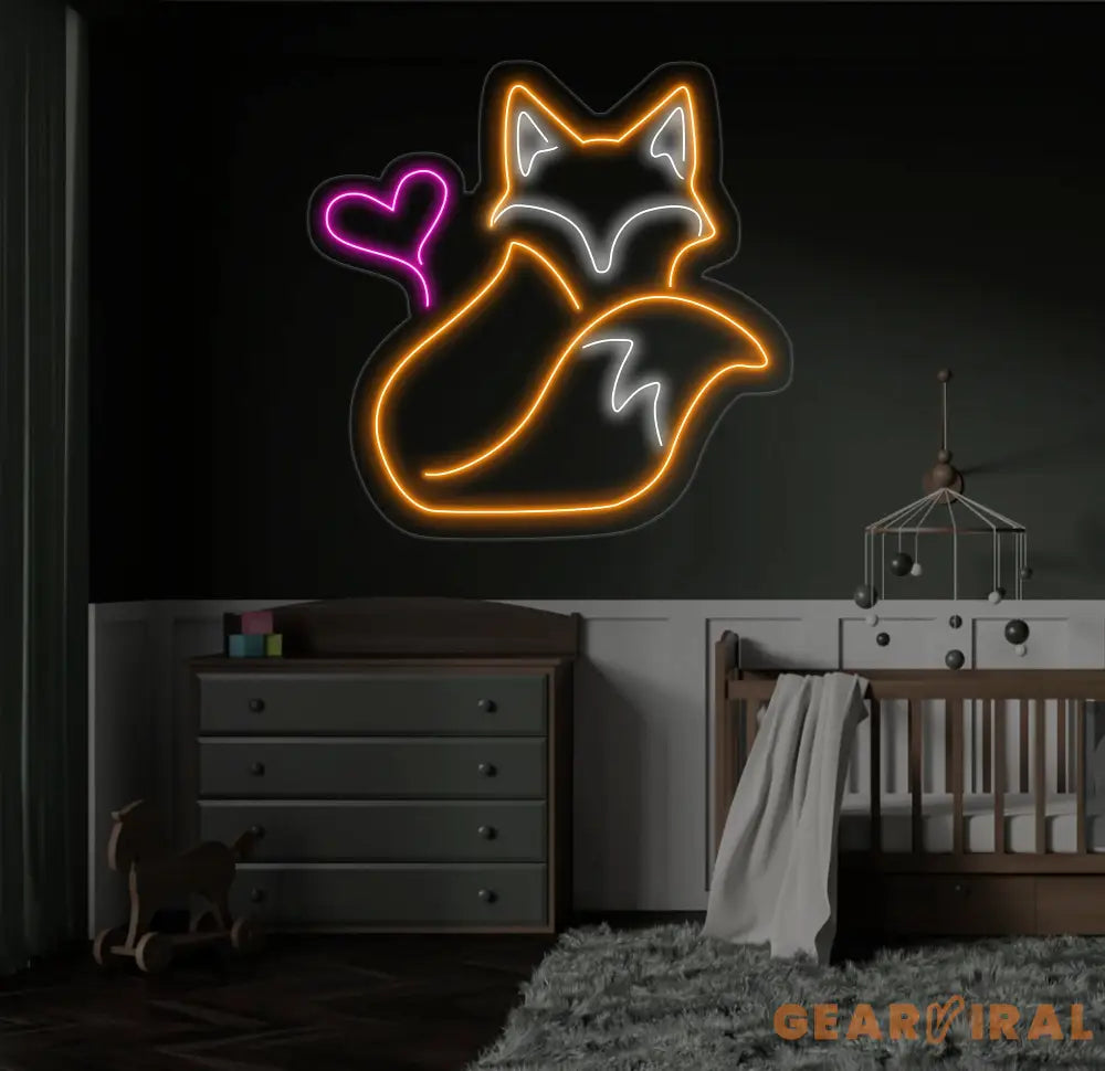 Fox And Heart Neon Sign Fox Led Sign Fox Animal Neon Light Heart Led Light Animal Room Wall Art Light Animal Home Wall