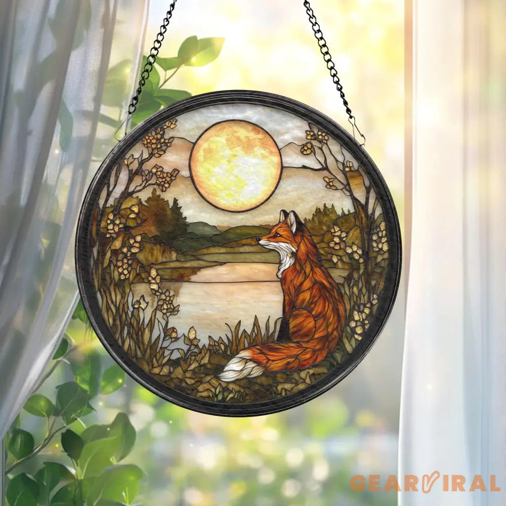 Fox Glass Suncatcher Woodland Animal Window Decor Nursery Wall Hanging Handmade Ornament Fox Lover Gift Mother’s Day
