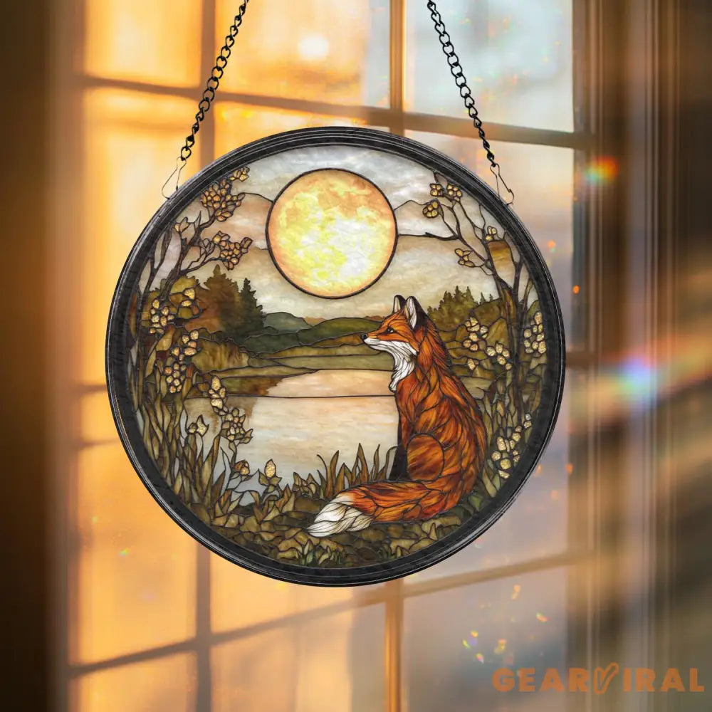 Fox Glass Suncatcher Woodland Animal Window Decor Nursery Wall Hanging Handmade Ornament Fox Lover Gift Mother’s Day