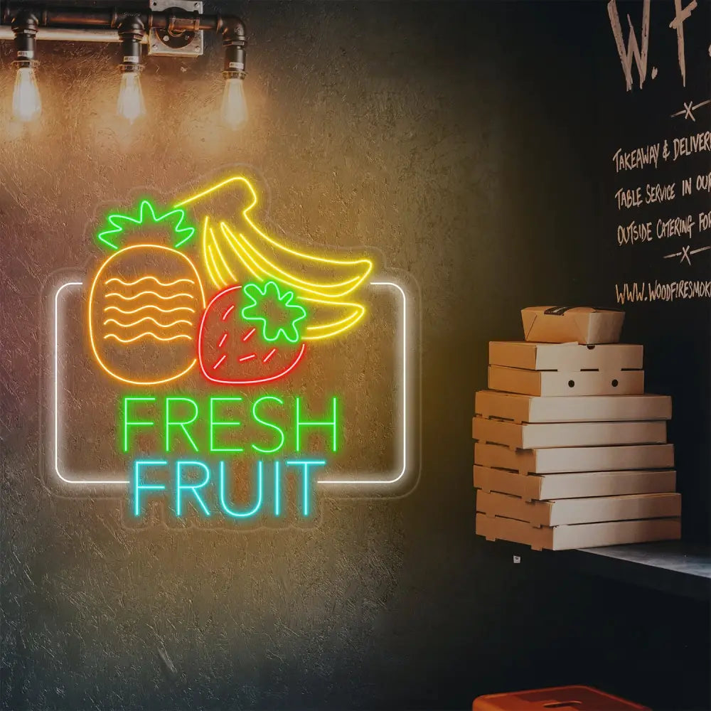 Fresh Fruit Neon Sign Fresh Fruit LED Sign Fresh Fruit Neon Light Juice Fruit Store Led Sign Tropical Fruit Room Wall