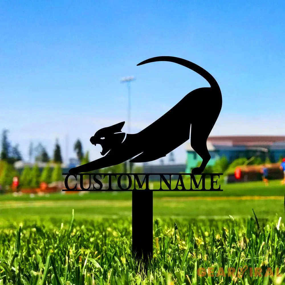 Funny Cat Metal Sign - Black Cat Garden Metal Stake Personalized Family Name Yard Sign,Outdoor Door Garden Decor Garden