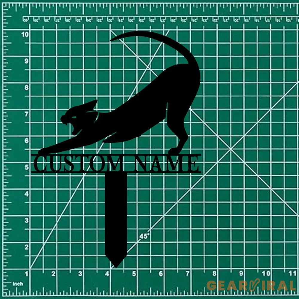 Funny Cat Metal Sign - Black Cat Garden Metal Stake Personalized Family Name Yard Sign,Outdoor Door Garden Decor Garden