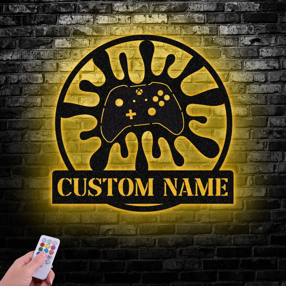 Game Room Metal LED Decor Custom Video Game Controller Metal Wall Art With LED Light Gamer Gift - Gearviral