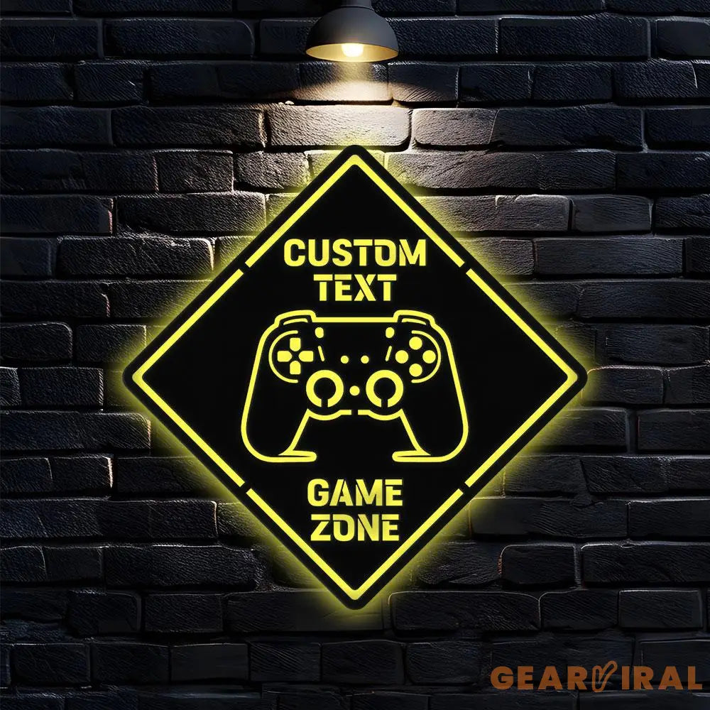 Game Zone Name Metal Sign with LED Lights Personalized Family Name Metal Sign Family Wall Decor Personalized Wall Art