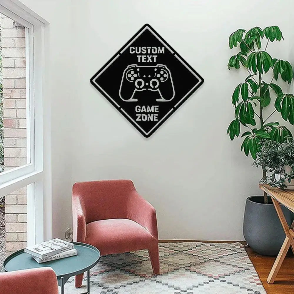 Game Zone Name Metal Sign with LED Lights Personalized Family Name Metal Sign Family Wall Decor Personalized Wall Art