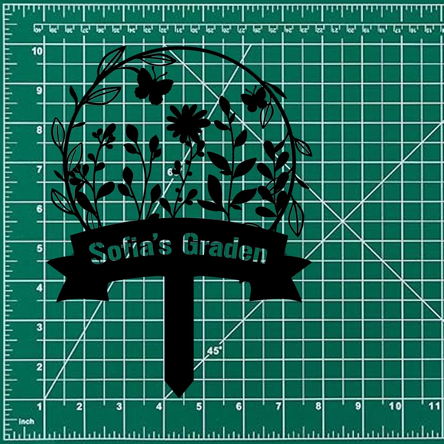 Garden Bufterfly Metal Sign, Flower Sign with Stakes, Outdoor Metal Sign, Metal Yard Art, Housewarming Gift, Garden Decor, Gifts for Mom