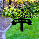 Garden Bufterfly Metal Sign, Flower Sign with Stakes, Outdoor Metal Sign, Metal Yard Art, Housewarming Gift, Garden Decor, Gifts for Mom
