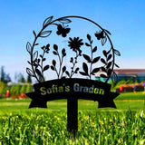 Garden Bufterfly Metal Sign, Flower Sign with Stakes, Outdoor Metal Sign, Metal Yard Art, Housewarming Gift, Garden Decor, Gifts for Mom