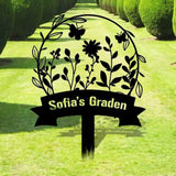 Garden Bufterfly Metal Sign Flower Sign with Stakes Outdoor Metal Sign Metal Yard Art Housewarming Gift Garden Decor