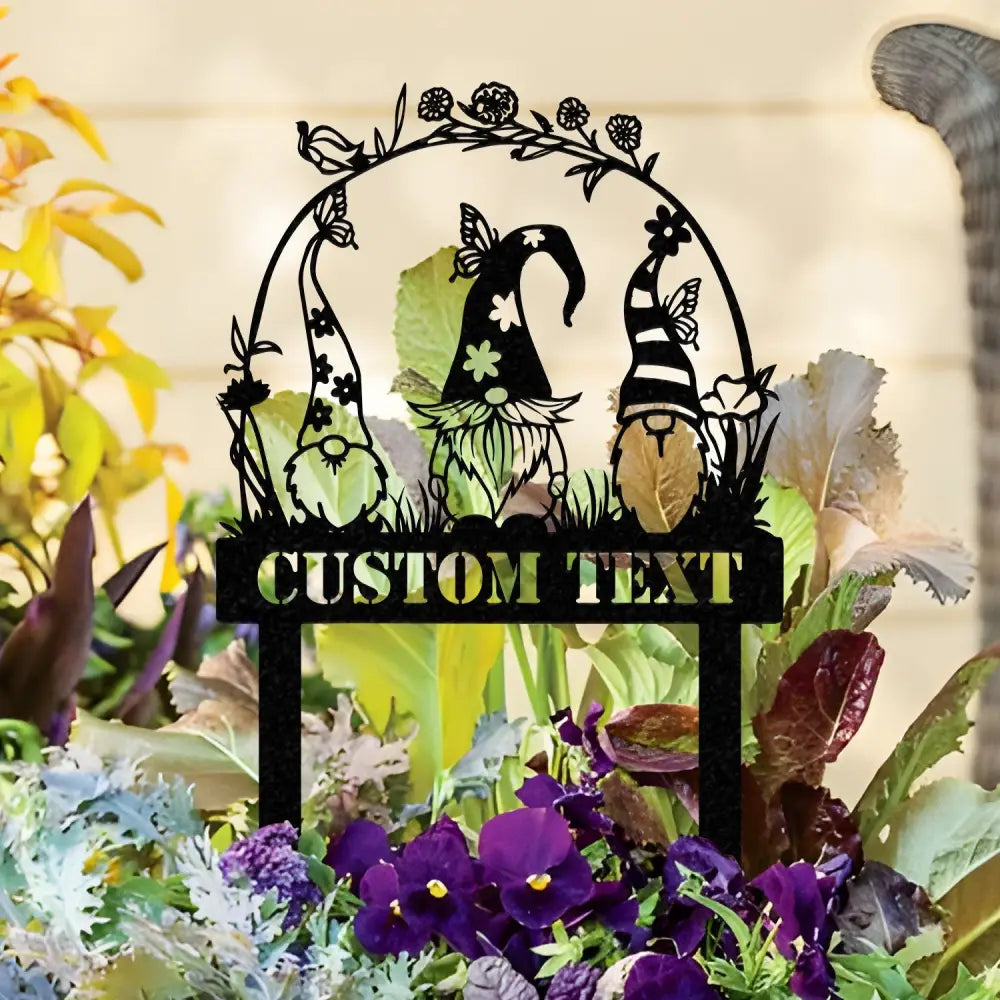 Garden Gnome Yard Stake Custom Gnome Gifts Gnome Yard Art Gnome Metal Art Gnome Monogram Yard Decor Outdoor Lawn Decor