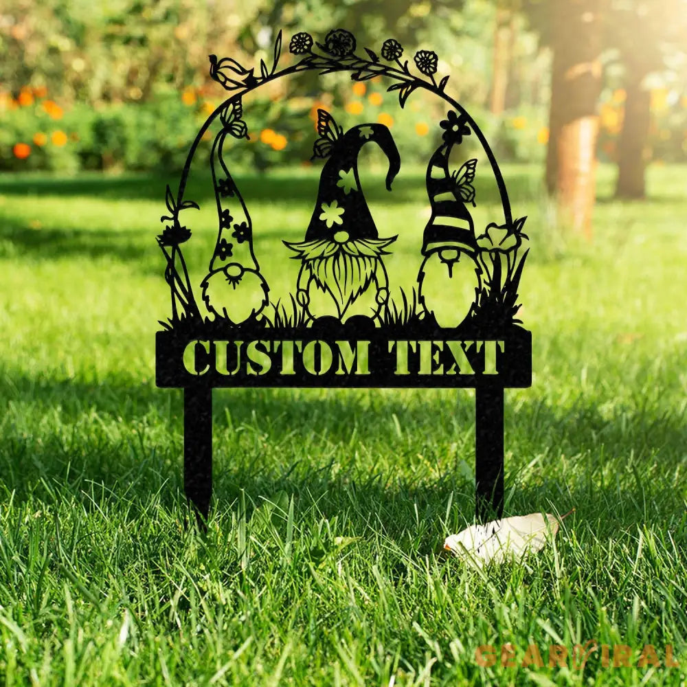 Garden Gnome Yard Stake Custom Gnome Gifts Gnome Yard Art Gnome Metal Art Gnome Monogram Yard Decor Outdoor Lawn Decor