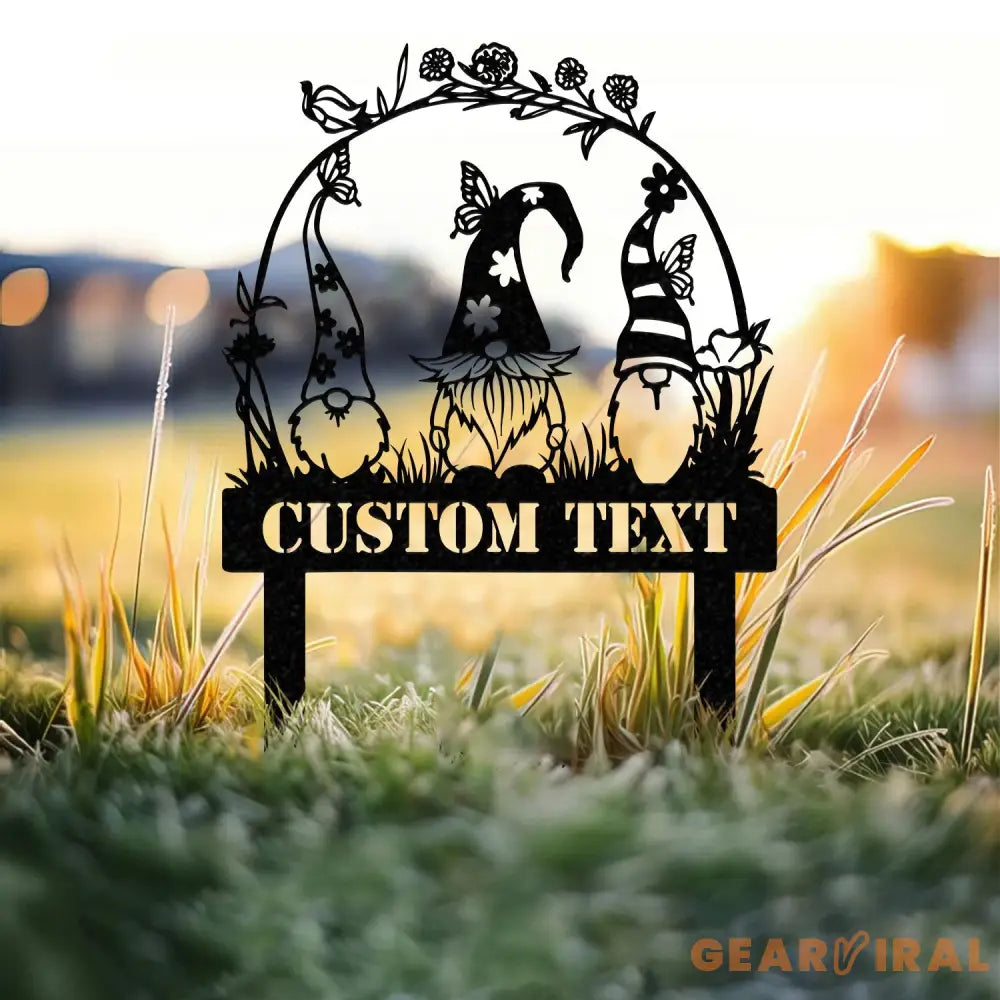 Garden Gnome Yard Stake Custom Gnome Gifts Gnome Yard Art Gnome Metal Art Gnome Monogram Yard Decor Outdoor Lawn Decor