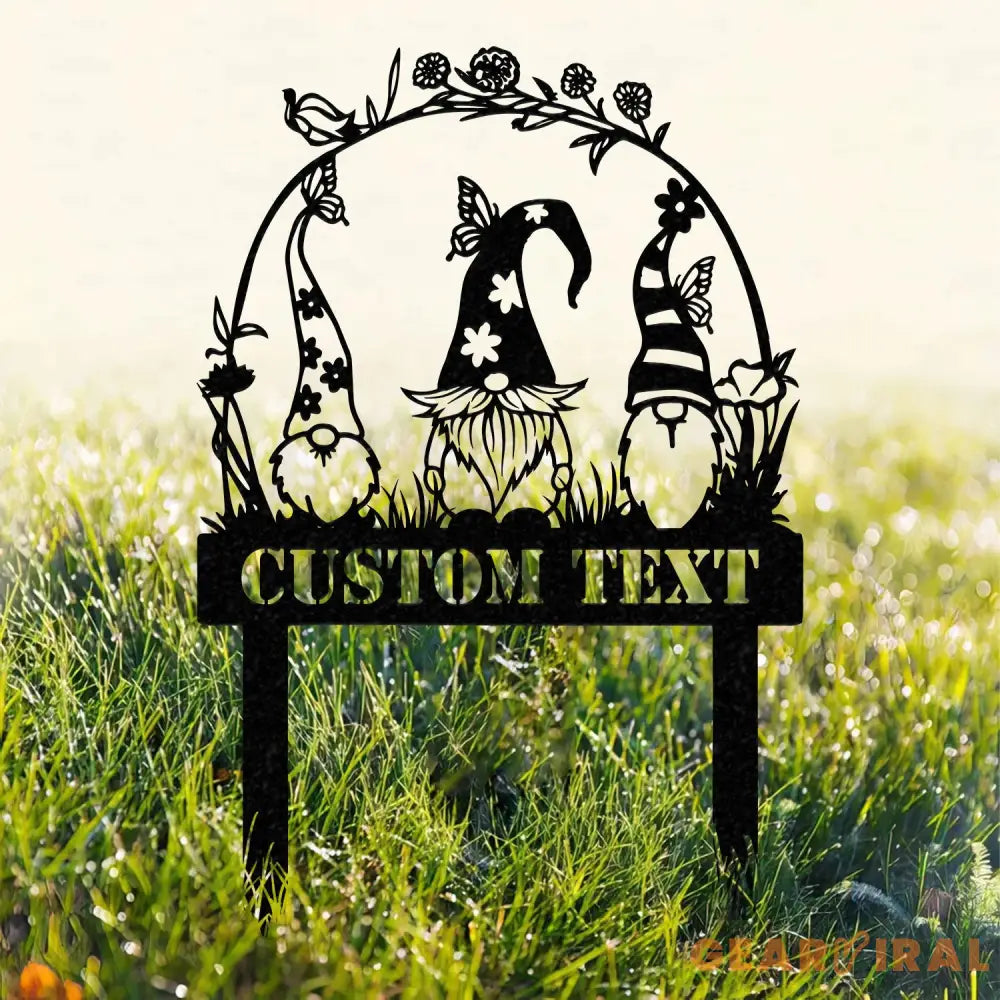 Garden Gnome Yard Stake Custom Gnome Gifts Gnome Yard Art Gnome Metal Art Gnome Monogram Yard Decor Outdoor Lawn Decor