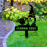 Garden Gnomes Flower Metal Sign Personalized Gnomes Sign Garden Stake Decor Outdoor Life Lovers Gift Garden Name Sign