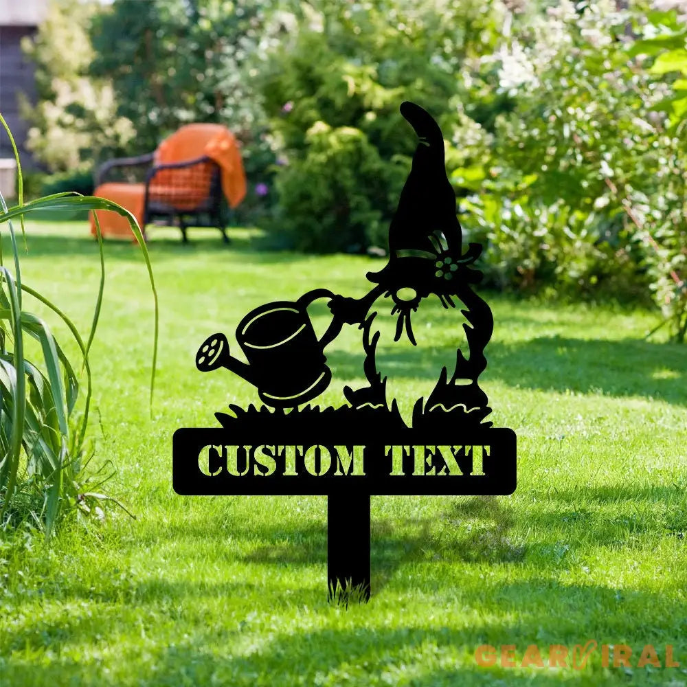 Garden Gnomes Flower Metal Sign Personalized Gnomes Sign Garden Stake Decor Outdoor Life Lovers Gift Garden Name Sign