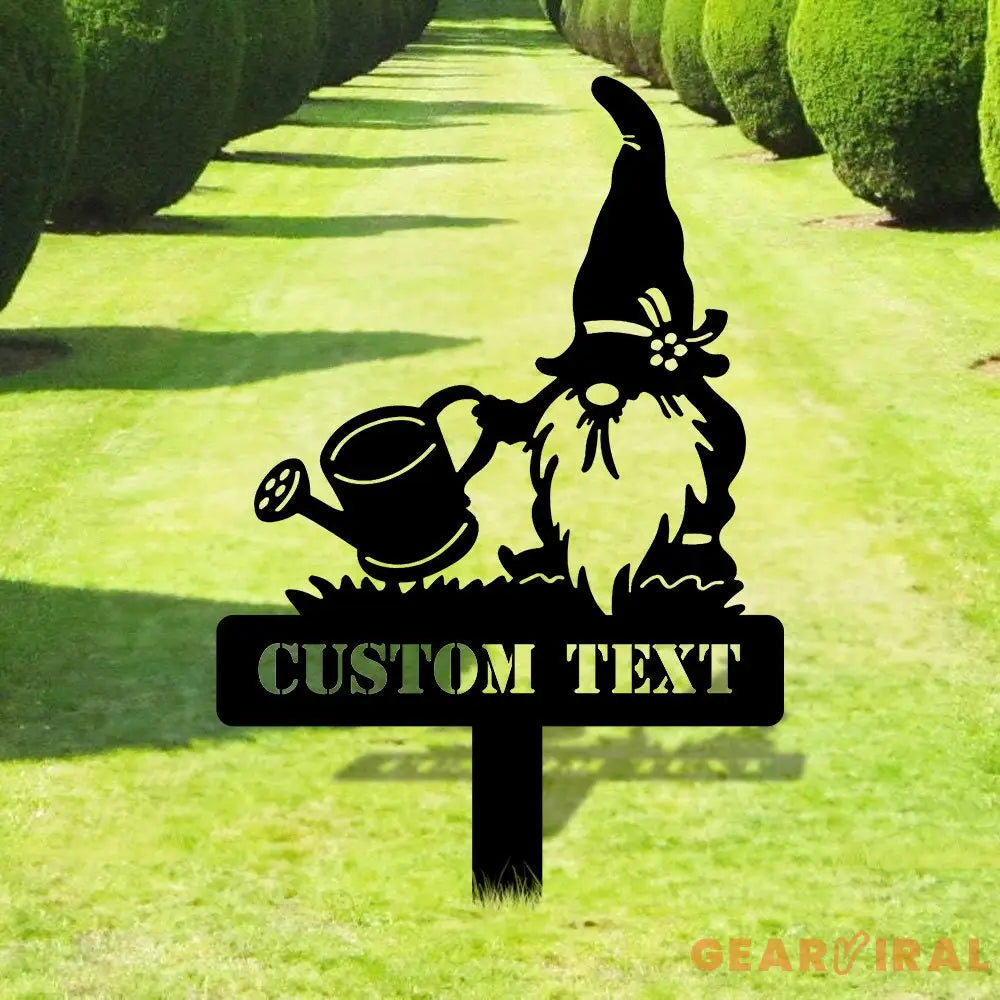 Garden Gnomes Flower Metal Sign Personalized Gnomes Sign Garden Stake Decor Outdoor Life Lovers Gift Garden Name Sign