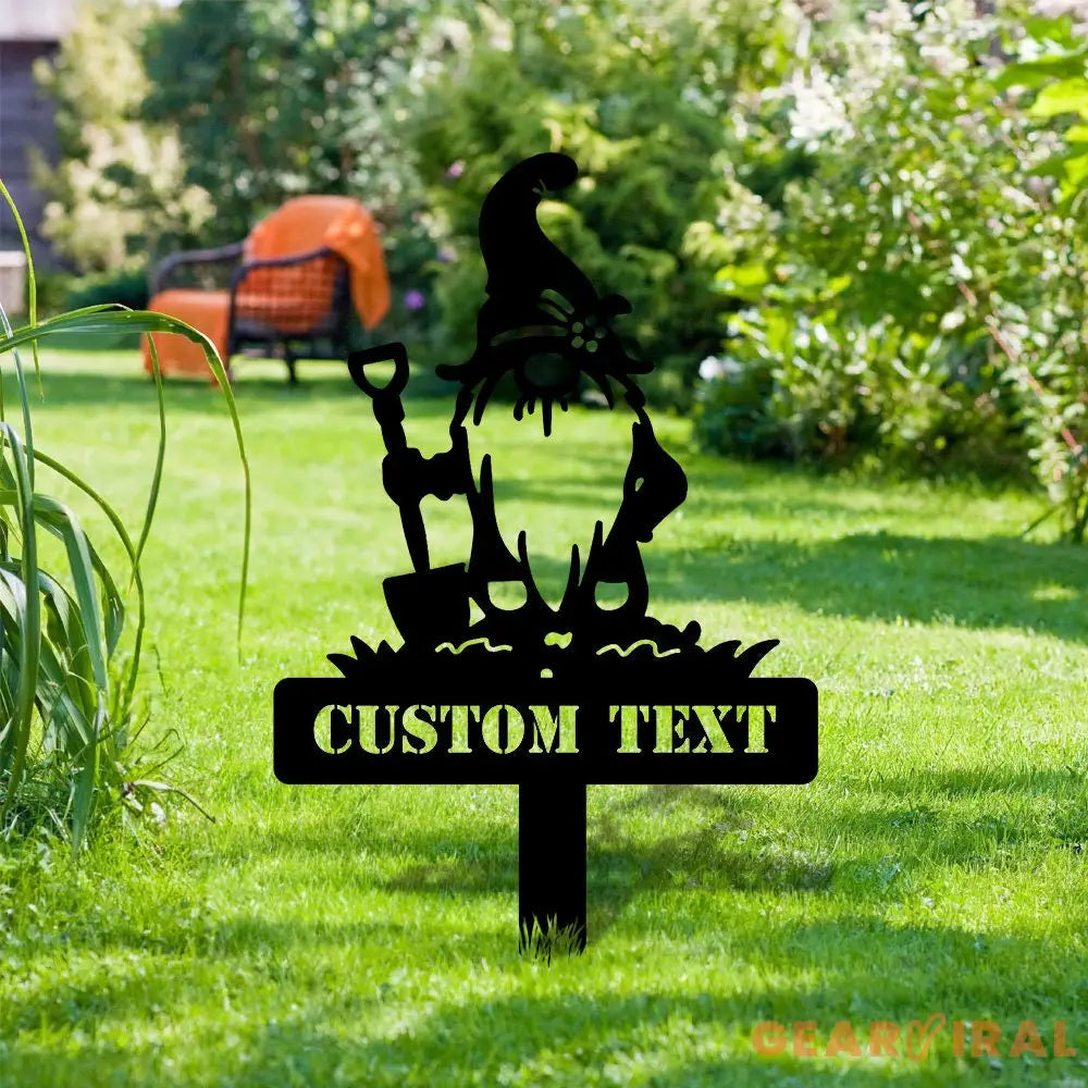Garden Gnomes Plant Markers Metal Sign Personalized Gnomes Sign Garden Decor Outdoor Life Lovers Gift Garden Name Sign