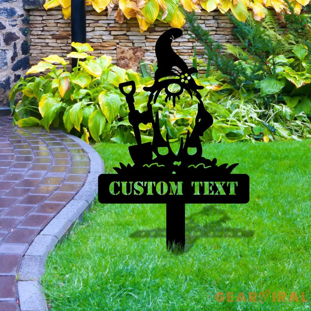 Garden Gnomes Plant Markers Metal Sign Personalized Gnomes Sign Garden Decor Outdoor Life Lovers Gift Garden Name Sign