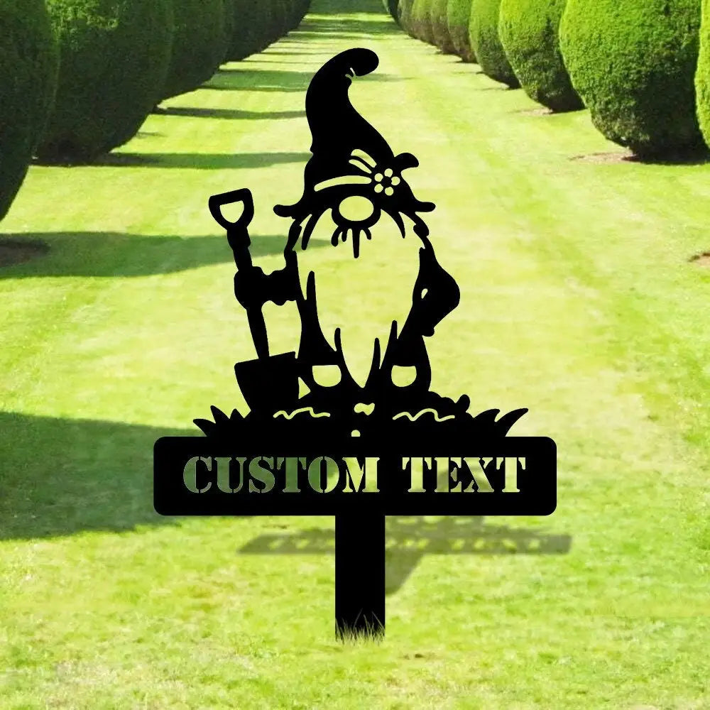 Garden Gnomes Plant Markers Metal Sign Personalized Gnomes Sign Garden Decor Outdoor Life Lovers Gift Garden Name Sign