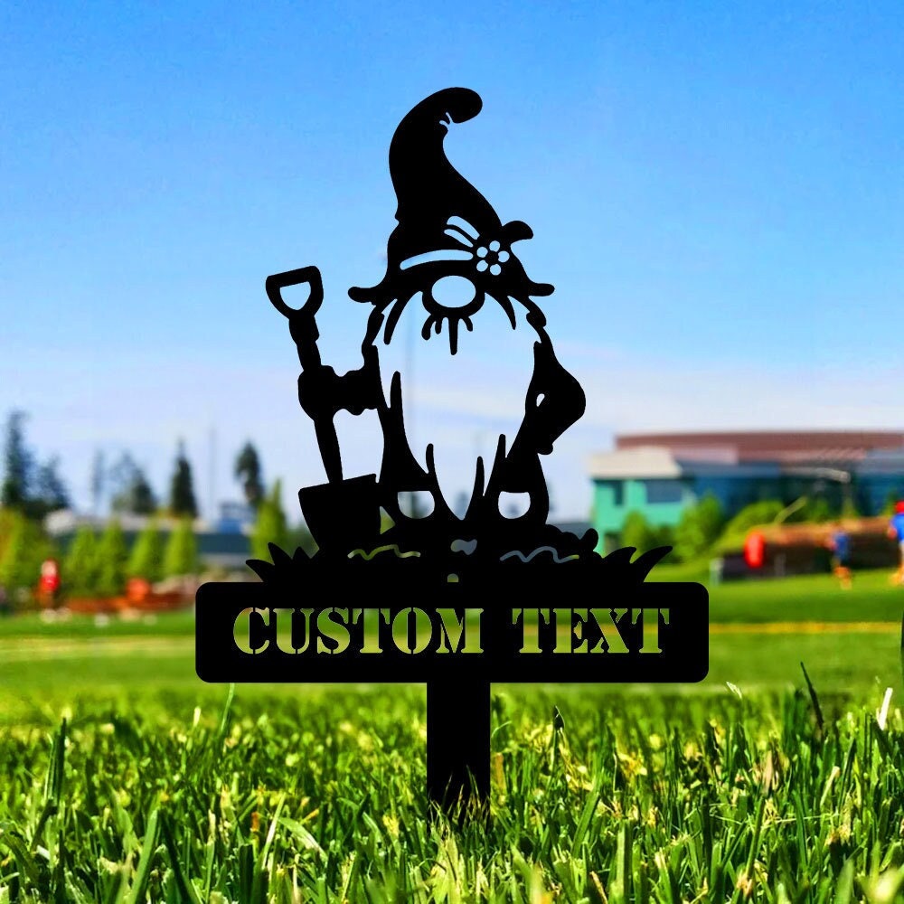 Garden Gnomes Plant Markers Metal Sign, Personalized Gnomes Sign, Garden Decor, Outdoor Life Lovers Gift, Garden Name Sign, gartenschilder