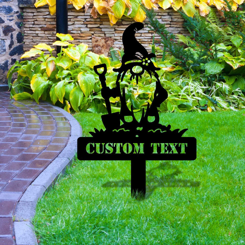 Garden Gnomes Plant Markers Metal Sign, Personalized Gnomes Sign, Garden Decor, Outdoor Life Lovers Gift, Garden Name Sign, gartenschilder