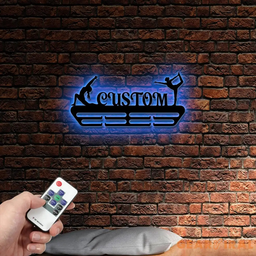 Girl Gymnastics Medal Hanger with Led Light Personalized Name Metal Sign Gymnast Medal Holder Monogram Gymnast Medal