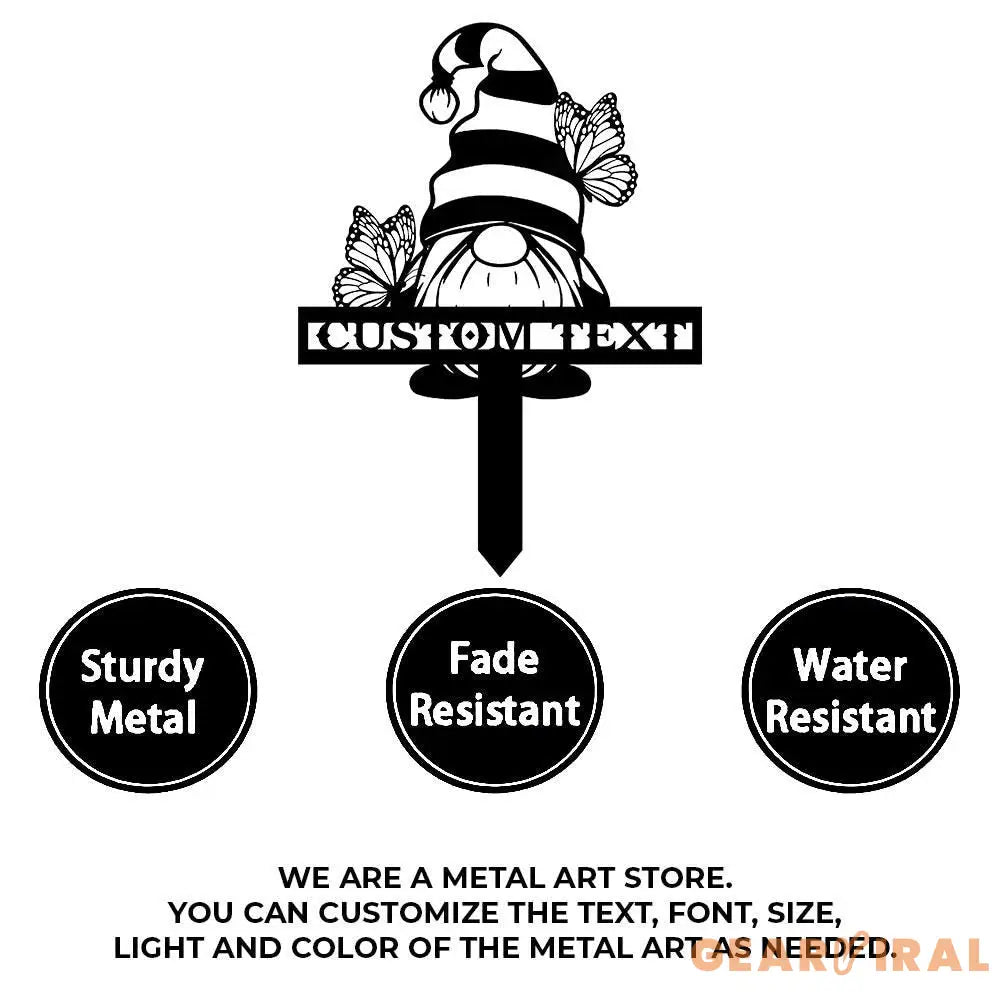 Gnomes Gartenschilder Name Garden Metal Stake Personalized Name Yard Sign Outdoor Door Garden Decor Garden Art Gift for