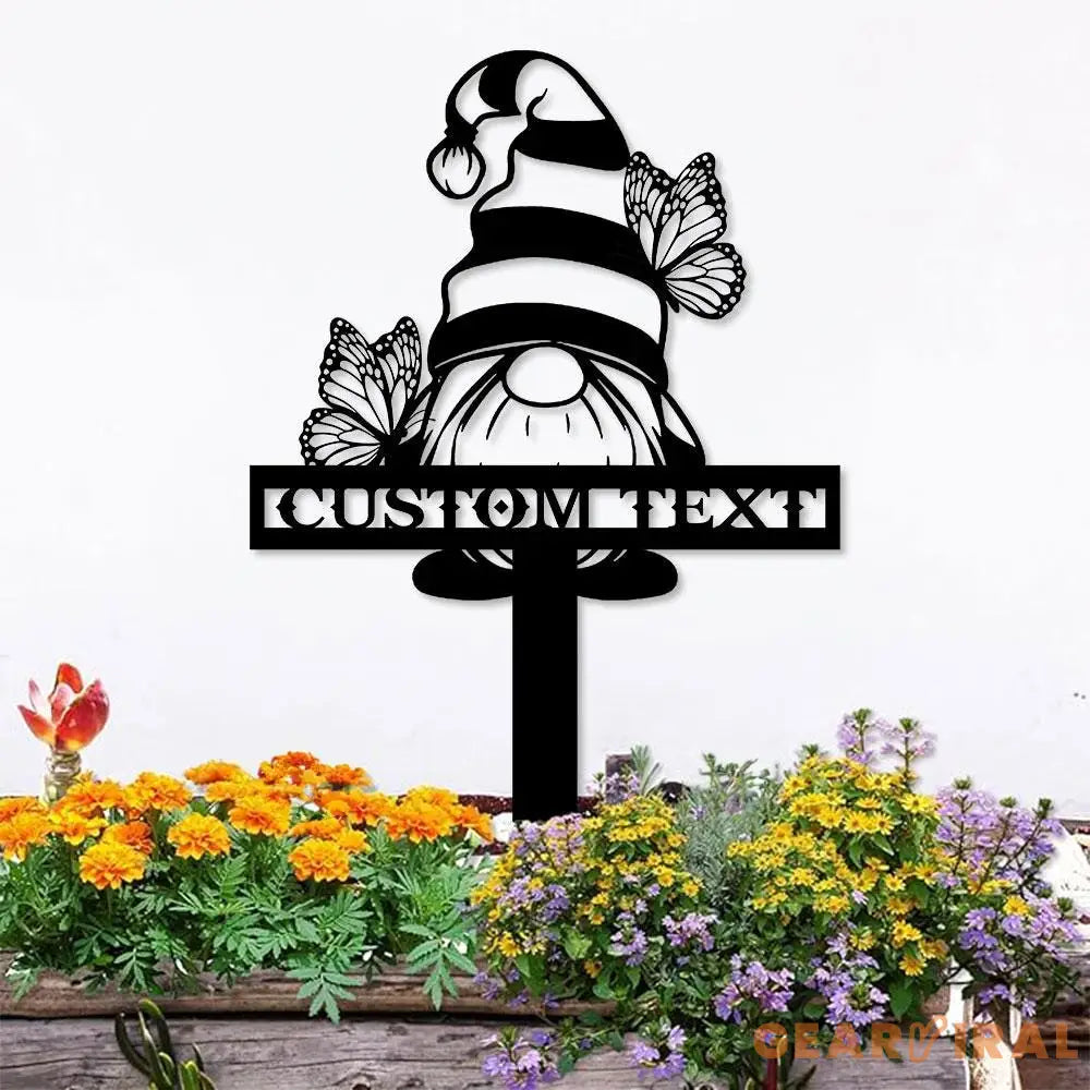 Gnomes Gartenschilder Name Garden Metal Stake Personalized Name Yard Sign Outdoor Door Garden Decor Garden Art Gift for