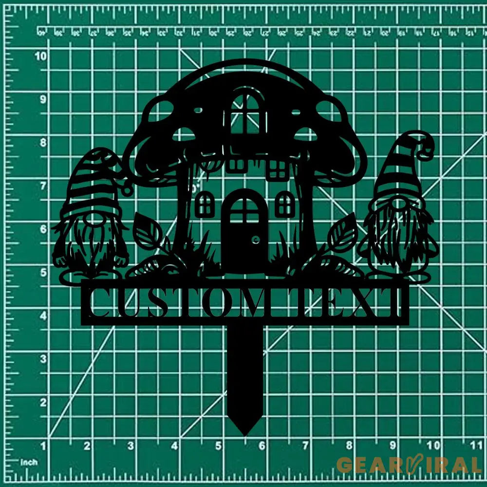 Gnomes House Garden Sign Mushroom House Metal Stake Personalized Name Yard Sign Outdoor Door Garden Decor Metal Sign