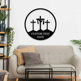 God Bless Our Family Est Metal Name Sign Personalized Split Letter Last Name Christian Sign Outdoor Door Hanger