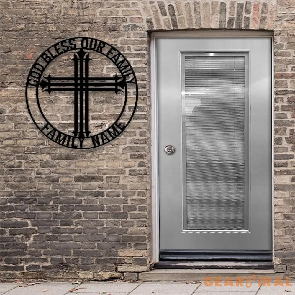 God Bless Our Family Est Metal Name Sign Personalized Split Letter Last Name Christian Sign Outdoor Door Hanger