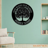 God Bless Our Family Metal Name Sign Personalized Split Letter Last Name Christian Sign Outdoor Door Hanger