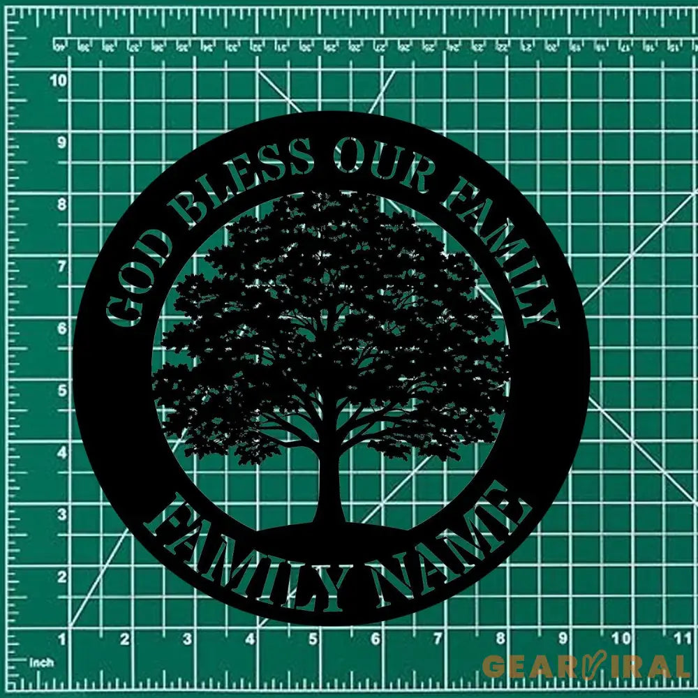 God Bless Our Family Metal Name Sign Personalized Split Letter Last Name Christian Sign Outdoor Door Hanger