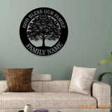God Bless Our Family Metal Name Sign Personalized Split Letter Last Name Christian Sign Outdoor Door Hanger