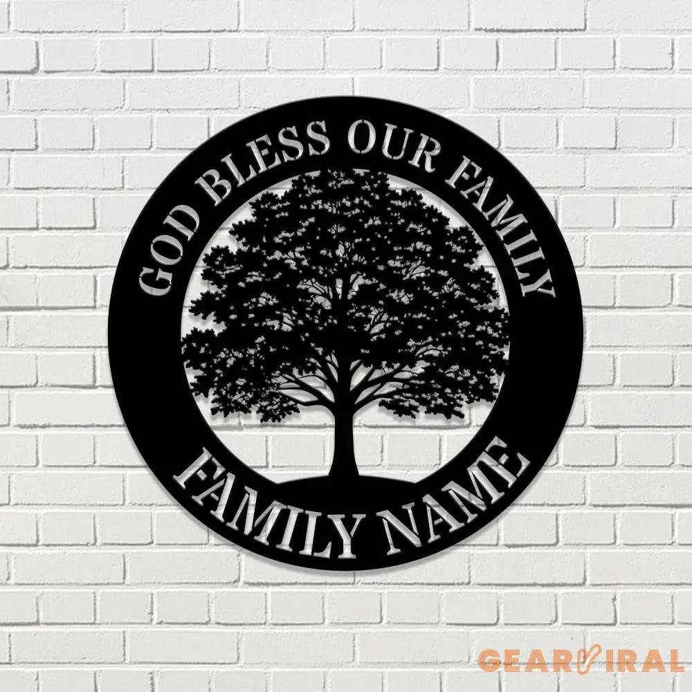 God Bless Our Family Metal Name Sign Personalized Split Letter Last Name Christian Sign Outdoor Door Hanger