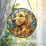 Golden Retriever Stained Glass Suncatcher Autumn Dog Window Hanging Pet Memorial Glass Art Dog Lover Gift Warm Rustic