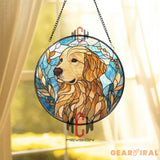 Golden Retriever Stained Glass Suncatcher Dog Lover Window Hanging Pet Memorial Glass Art Golden Dog Decor Animal Gift